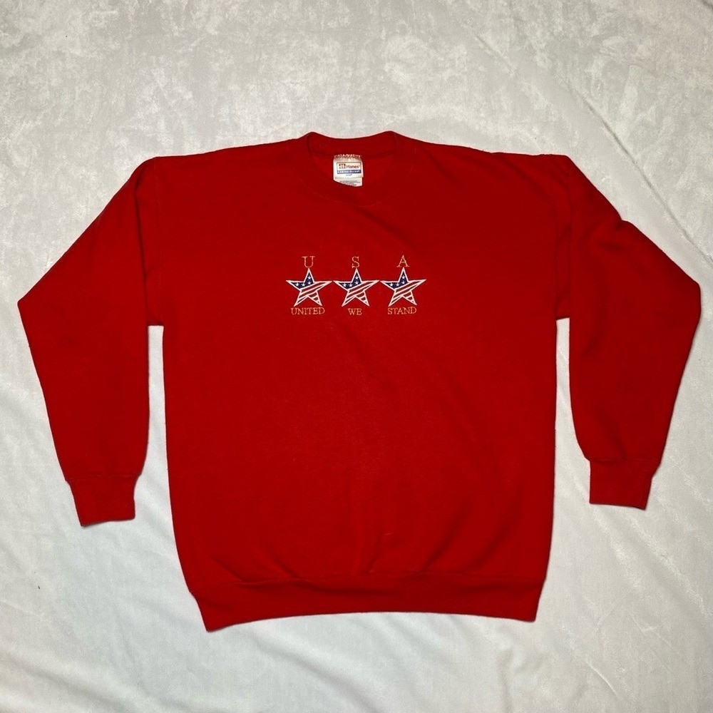 Vintage Hanes Red Embroidered USA Stars Crewneck Sweatshirt Women's Size Medium